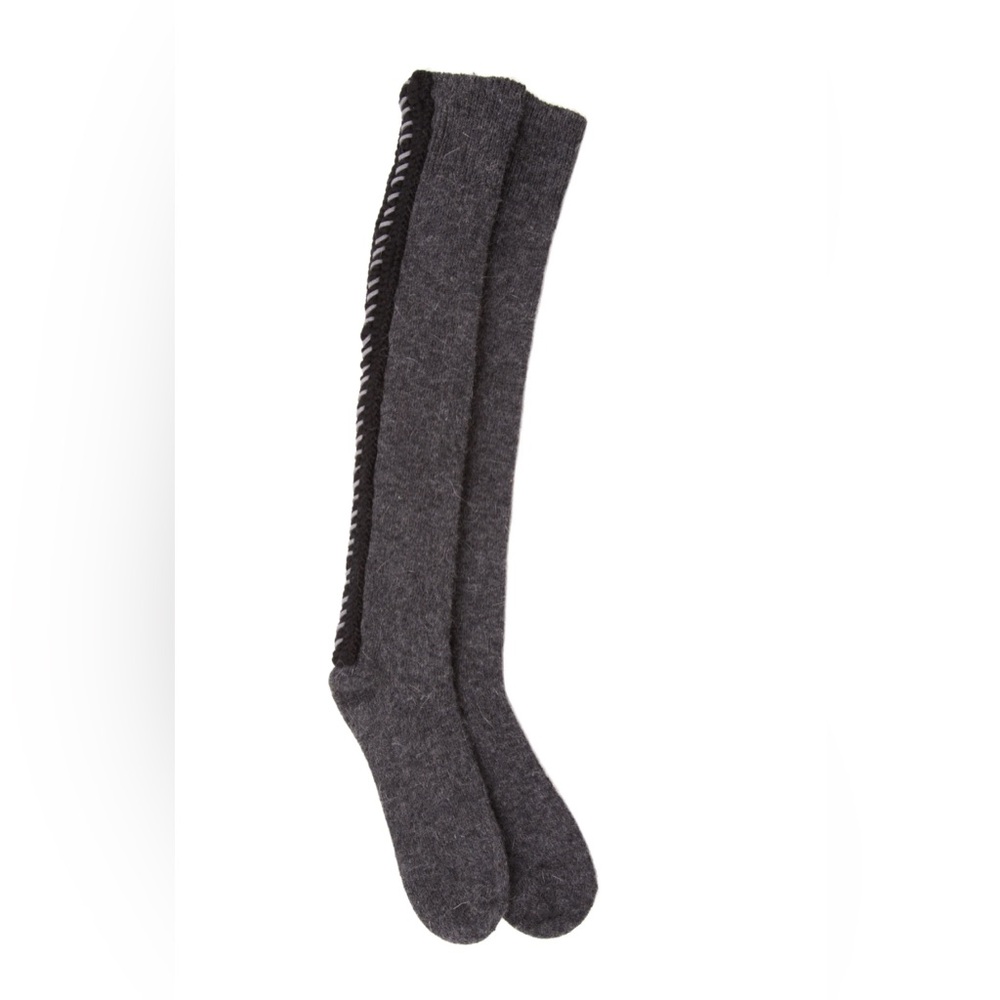Tory Burch Gray Cashmere/ Leather Socks whipstick trim XS/Small vintage